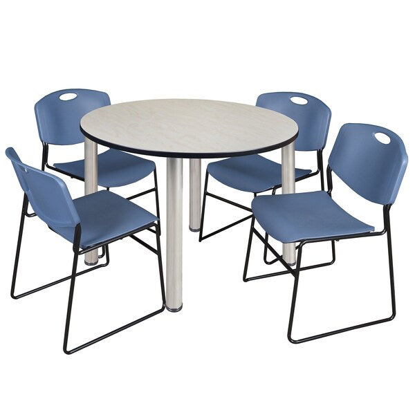 Round Tables > Breakroom Tables > Kee Round Table & Chair Sets, 48 W, 48 L, 29 H, Maple