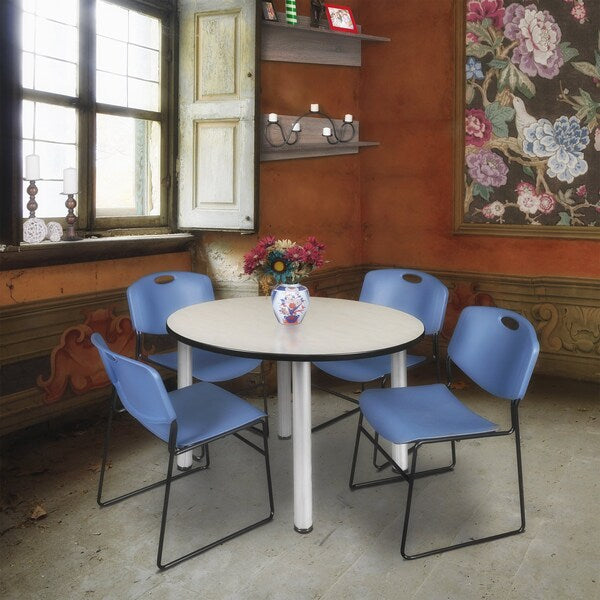 Round Tables > Breakroom Tables > Kee Round Table & Chair Sets, 48 W, 48 L, 29 H, Maple