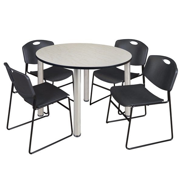 Round Tables > Breakroom Tables > Kee Round Table & Chair Sets, 48 W, 48 L, 29 H, Maple