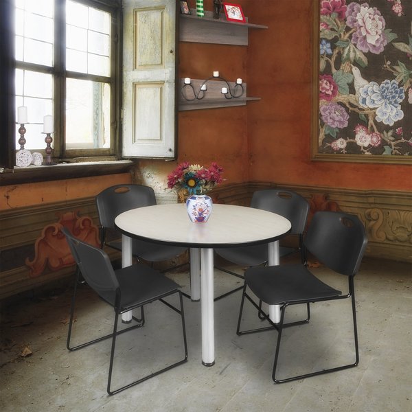 Round Tables > Breakroom Tables > Kee Round Table & Chair Sets, 48 W, 48 L, 29 H, Maple