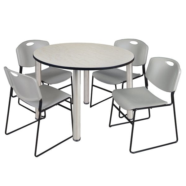 Round Tables > Breakroom Tables > Kee Round Table & Chair Sets, 48 W, 48 L, 29 H, Maple