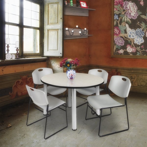 Round Tables > Breakroom Tables > Kee Round Table & Chair Sets, 48 W, 48 L, 29 H, Maple