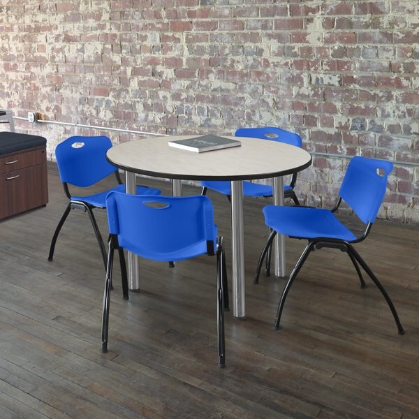 Round Tables > Breakroom Tables > Kee Round Table & Chair Sets, 48 W, 48 L, 29 H, Maple