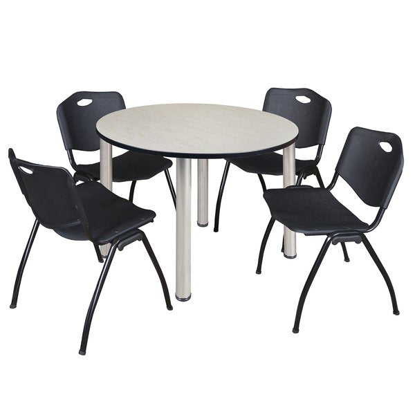 Round Tables > Breakroom Tables > Kee Round Table & Chair Sets, 48 W, 48 L, 29 H, Maple