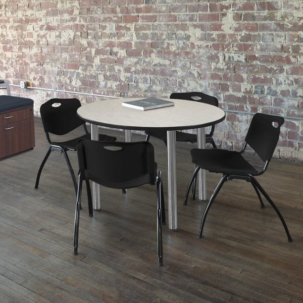 Round Tables > Breakroom Tables > Kee Round Table & Chair Sets, 48 W, 48 L, 29 H, Maple