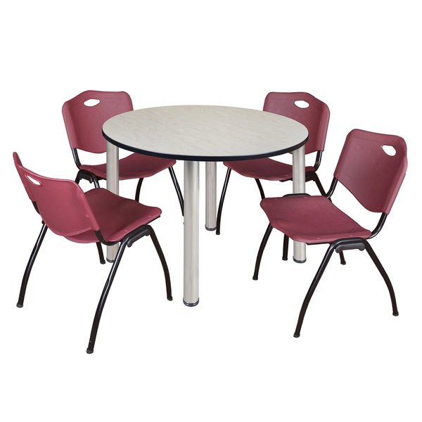 Round Tables > Breakroom Tables > Kee Round Table & Chair Sets, 48 W, 48 L, 29 H, Maple