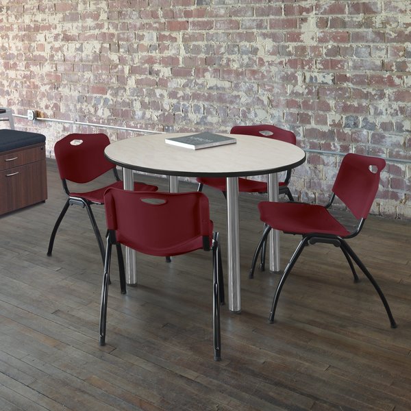 Round Tables > Breakroom Tables > Kee Round Table & Chair Sets, 48 W, 48 L, 29 H, Maple