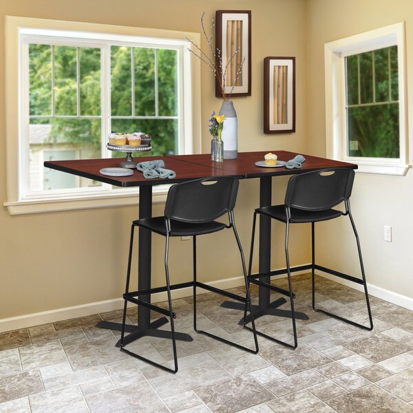 Square Tables > Breakroom Tables > Cain CafÃ© Tables, 30 W, 30 L, 42 H, Wood|Metal Top, Cherry