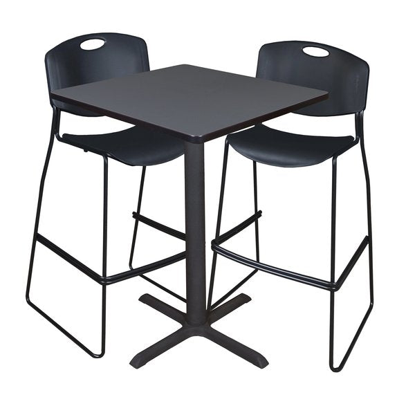 Square Tables > Breakroom Tables > Cain CafÃ© Table & Chair Sets, 30 W, 30 L, 42 H, Grey