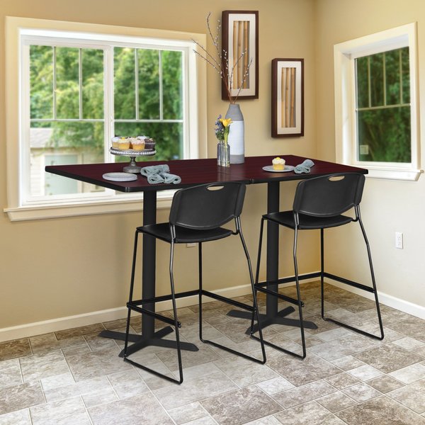 Square Tables > Breakroom Tables > Cain CafÃ© Tables, 30 W, 30 L, 42 H, Wood|Metal Top, Mahogany