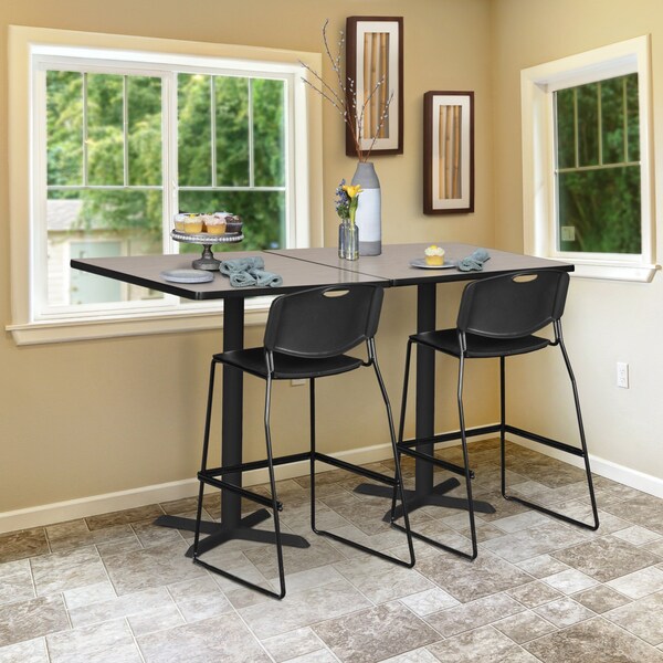 Square Tables > Breakroom Tables > Cain CafÃ© Tables, 30 W, 30 L, 42 H, Wood|Metal Top, Maple