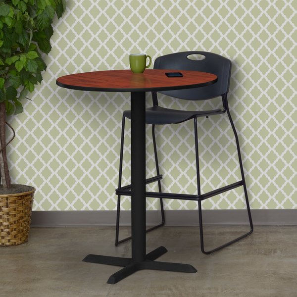 Round Tables > Breakroom Tables > Cain CafÃ© Tables, 30 W, 30 L, 42 H, Wood|Metal Top, Cherry