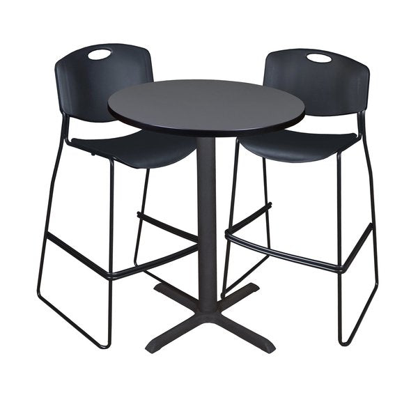 Round Tables > Breakroom Tables > Cain CafÃ© Table & Chair Sets, 30 W, 30 L, 42 H, Grey