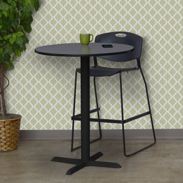 Round Tables > Breakroom Tables > Cain CafÃ© Tables, 30 W, 30 L, 42 H, Wood|Metal Top, Grey