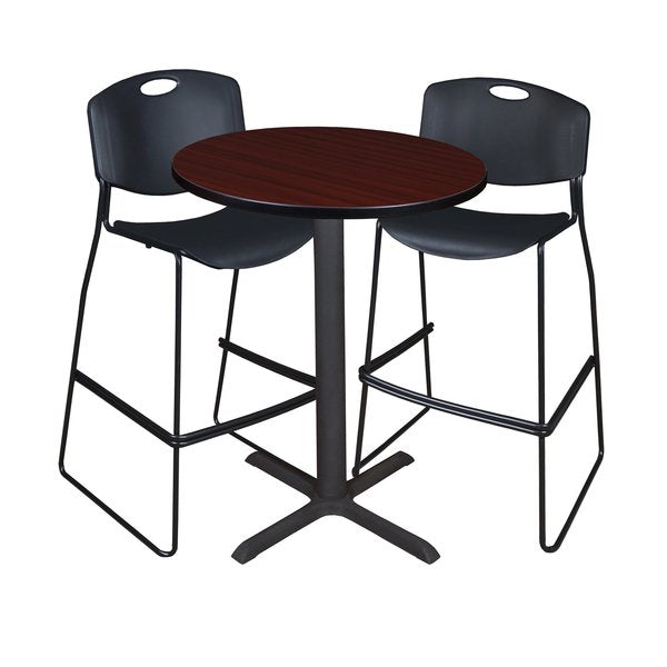 Round Tables > Breakroom Tables > Cain CafÃ© Table & Chair Sets, 30 W, 30 L, 42 H, Mahogany
