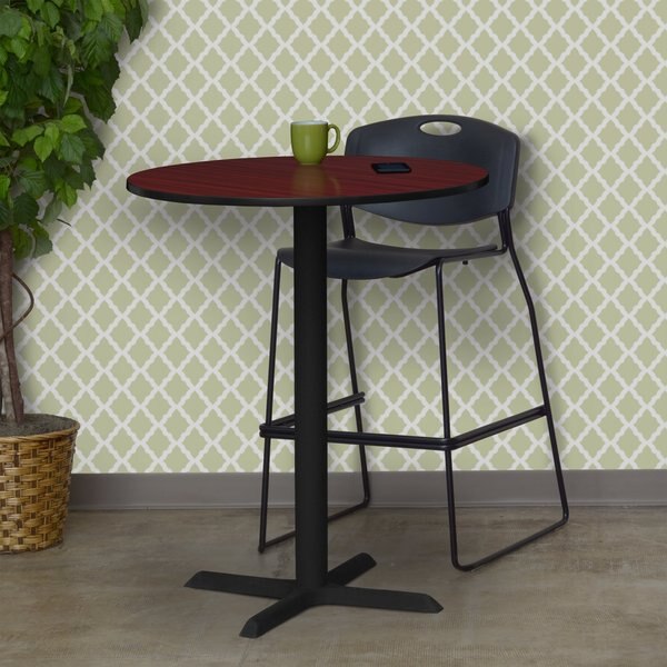 Round Tables > Breakroom Tables > Cain CafÃ© Tables, 30 W, 30 L, 42 H, Wood|Metal Top, Mahogany