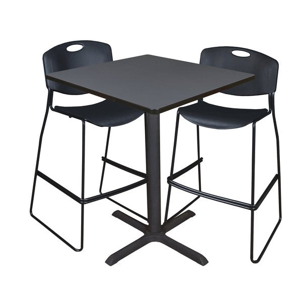 Square Tables > Breakroom Tables > Cain CafÃ© Table & Chair Sets, 36 W, 36 L, 42 H, Grey