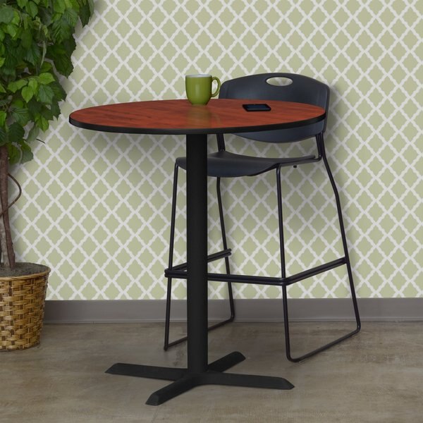 Round Tables > Breakroom Tables > Cain CafÃ© Tables, 36 W, 36 L, 42 H, Wood|Metal Top, Cherry