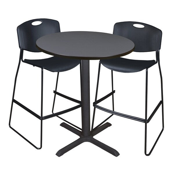 Round Tables > Breakroom Tables > Cain CafÃ© Table & Chair Sets, 36 W, 36 L, 42 H, Grey