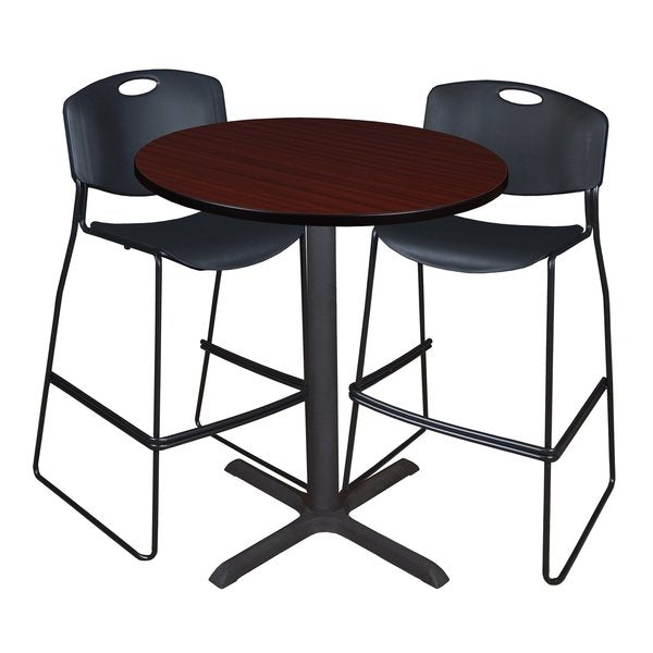 Round Tables > Breakroom Tables > Cain CafÃ© Table & Chair Sets, 36 W, 36 L, 42 H, Mahogany