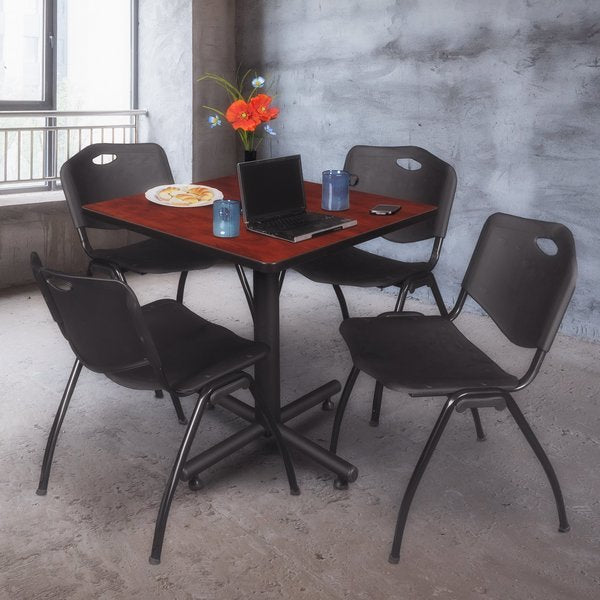 Square Tables > Breakroom Tables > Kobe Square Table & Chair Sets, 30 W, 30 L, 29 H, Cherry