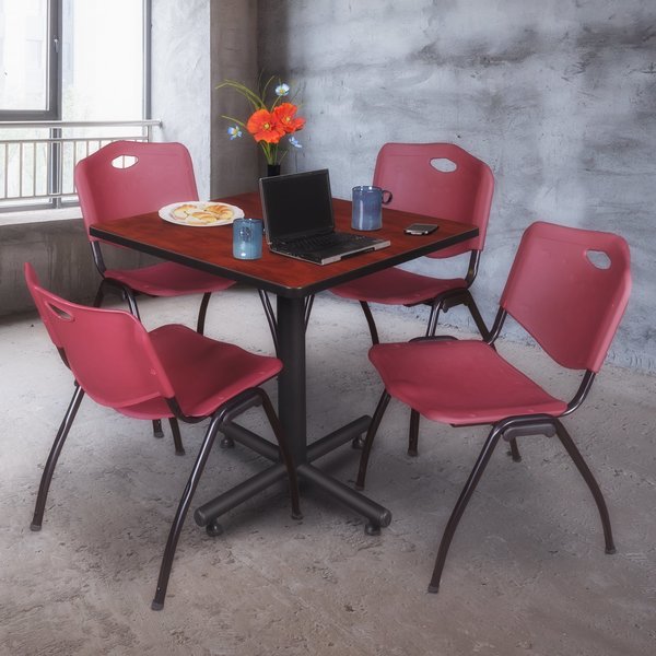 Square Tables > Breakroom Tables > Kobe Square Table & Chair Sets, 30 W, 30 L, 29 H, Cherry