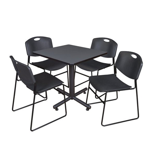 Square Tables > Breakroom Tables > Kobe Square Table & Chair Sets, 30 W, 30 L, 29 H, Grey