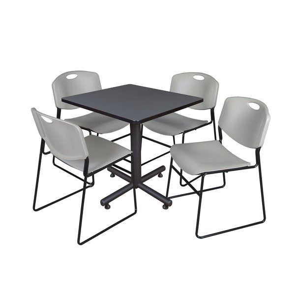 Square Tables > Breakroom Tables > Kobe Square Table & Chair Sets, 30 W, 30 L, 29 H, Grey