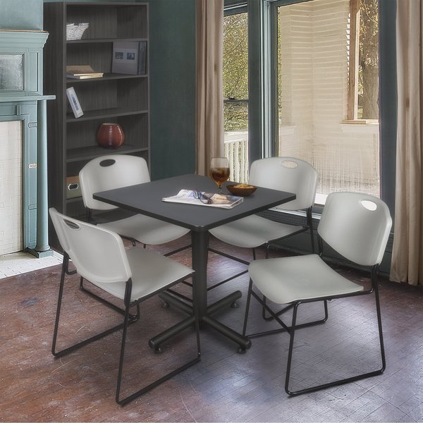 Square Tables > Breakroom Tables > Kobe Square Table & Chair Sets, 30 W, 30 L, 29 H, Grey