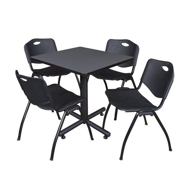 Square Tables > Breakroom Tables > Kobe Square Table & Chair Sets, 30 W, 30 L, 29 H, Grey