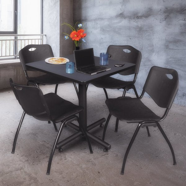 Square Tables > Breakroom Tables > Kobe Square Table & Chair Sets, 30 W, 30 L, 29 H, Grey