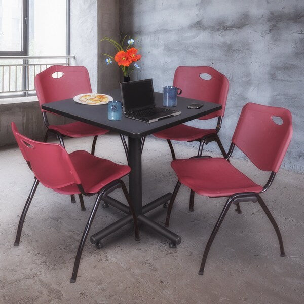 Square Tables > Breakroom Tables > Kobe Square Table & Chair Sets, 30 W, 30 L, 29 H, Grey