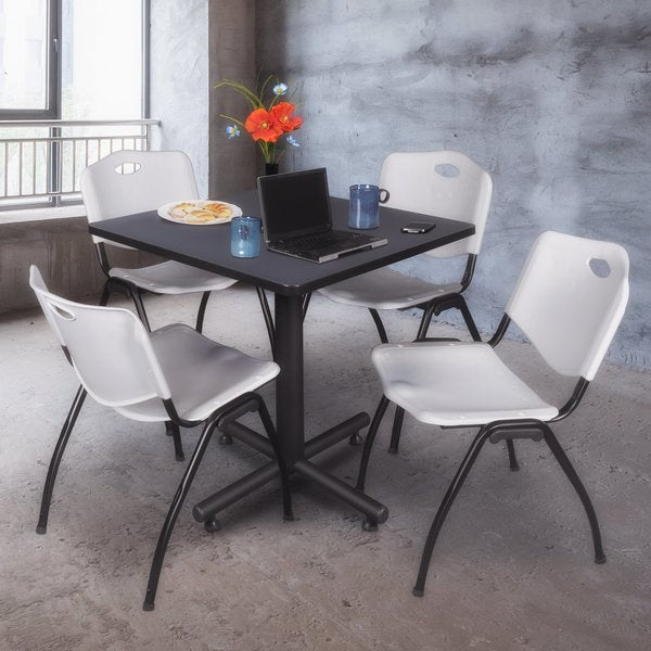 Square Tables > Breakroom Tables > Kobe Square Table & Chair Sets, 30 W, 30 L, 29 H, Grey