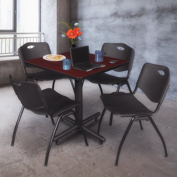 Square Tables > Breakroom Tables > Kobe Square Table & Chair Sets, 30 W, 30 L, 29 H, Mahogany
