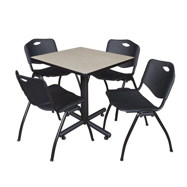 Square Tables > Breakroom Tables > Kobe Square Table & Chair Sets, 30 W, 30 L, 29 H, Maple