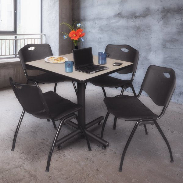 Square Tables > Breakroom Tables > Kobe Square Table & Chair Sets, 30 W, 30 L, 29 H, Maple