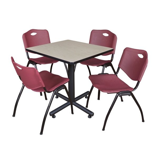 Square Tables > Breakroom Tables > Kobe Square Table & Chair Sets, 30 W, 30 L, 29 H, Maple