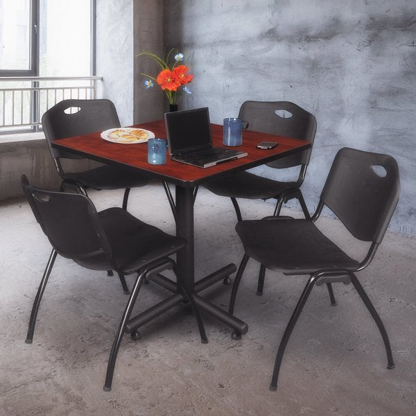Square Tables > Breakroom Tables > Kobe Square Table & Chair Sets, 36 W, 36 L, 29 H, Cherry