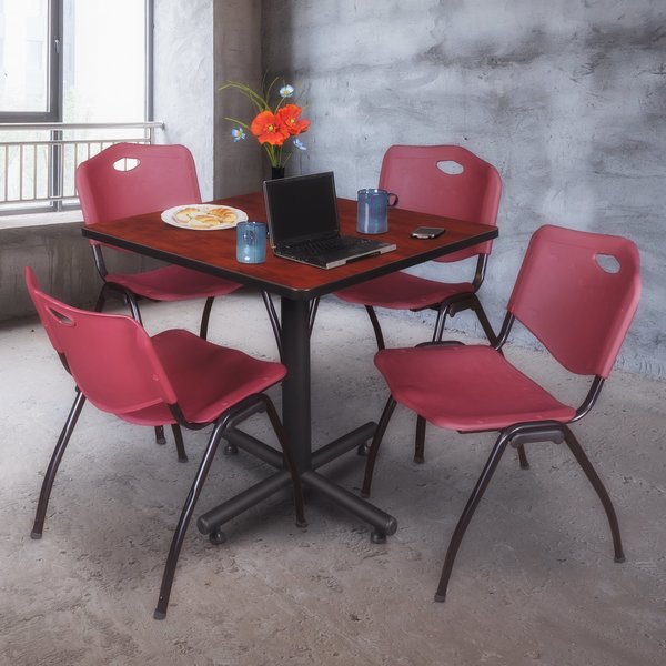 Square Tables > Breakroom Tables > Kobe Square Table & Chair Sets, 36 W, 36 L, 29 H, Cherry