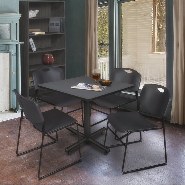 Square Tables > Breakroom Tables > Kobe Square Table & Chair Sets, 36 W, 36 L, 29 H, Grey