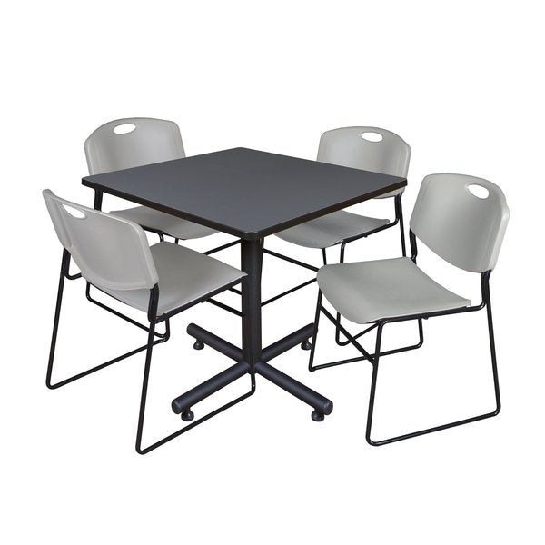 Square Tables > Breakroom Tables > Kobe Square Table & Chair Sets, 36 W, 36 L, 29 H, Grey