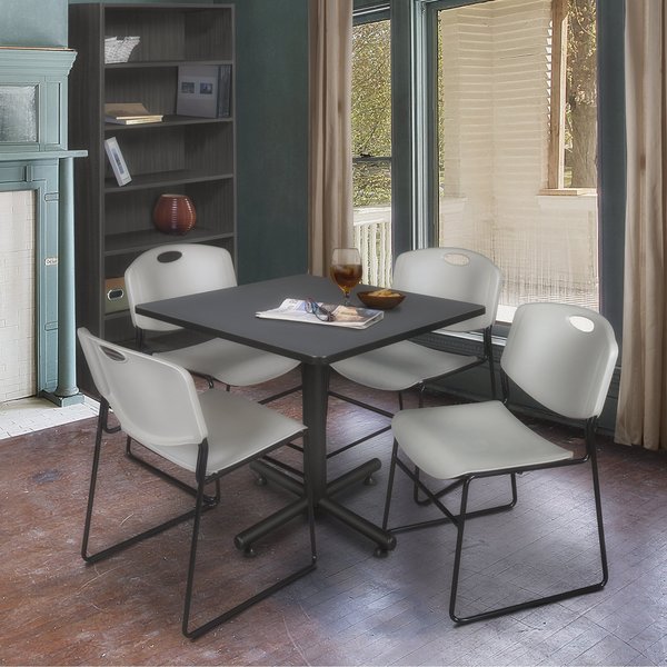 Square Tables > Breakroom Tables > Kobe Square Table & Chair Sets, 36 W, 36 L, 29 H, Grey