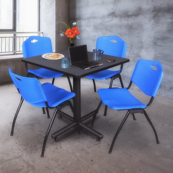 Square Tables > Breakroom Tables > Kobe Square Table & Chair Sets, 36 W, 36 L, 29 H, Grey