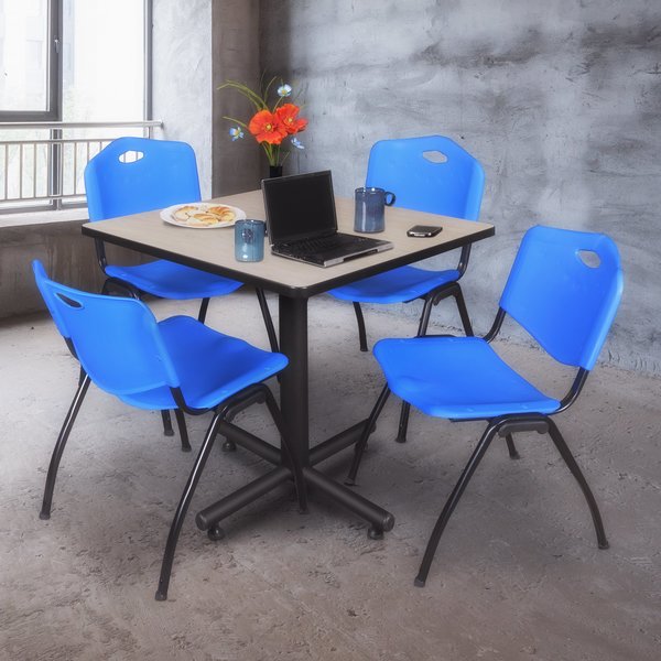 Square Tables > Breakroom Tables > Kobe Square Table & Chair Sets, 36 W, 36 L, 29 H, Maple