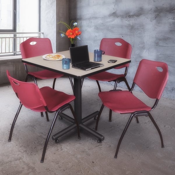 Square Tables > Breakroom Tables > Kobe Square Table & Chair Sets, 36 W, 36 L, 29 H, Maple