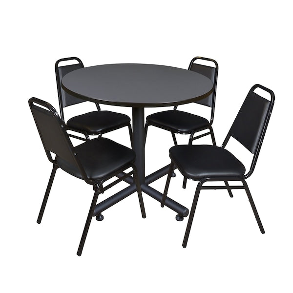 Round Tables > Breakroom Tables > Kobe Round Table & Chair Sets, 36 W, 36 L, 29 H, Grey