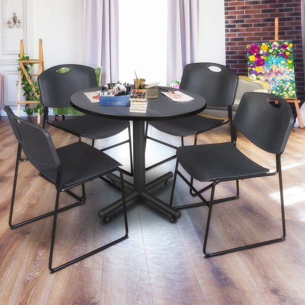 Round Tables > Breakroom Tables > Kobe Round Table & Chair Sets, 36 W, 36 L, 29 H, Grey