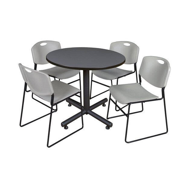 Round Tables > Breakroom Tables > Kobe Round Table & Chair Sets, 36 W, 36 L, 29 H, Grey