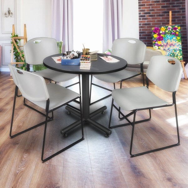Round Tables > Breakroom Tables > Kobe Round Table & Chair Sets, 36 W, 36 L, 29 H, Grey
