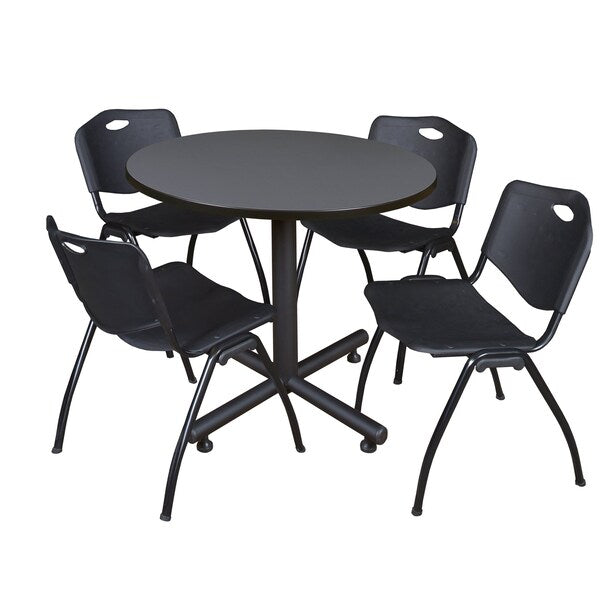Round Tables > Breakroom Tables > Kobe Round Table & Chair Sets, 36 W, 36 L, 29 H, Grey